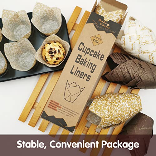 Bake Choice 200pcs Standard Tulip Cupcake Liners with Four Fancy Designs
