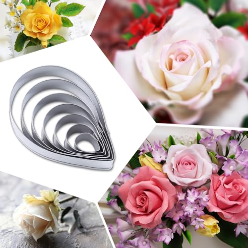 7pcs Rose Petal Cutter Set Gum Paste Fondant Cake Cutters Decorating Tools