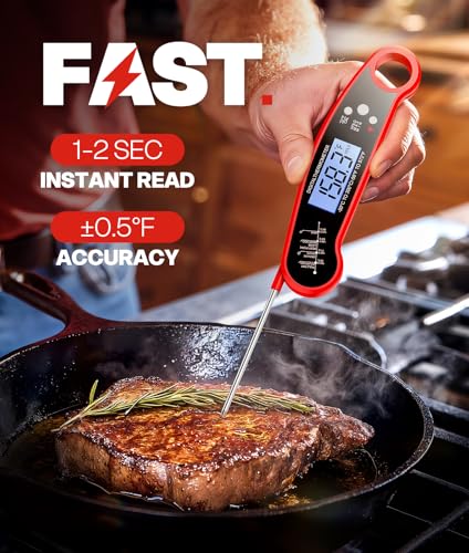 Meat Thermometer Digital, Food Thermometer for Cooking, Red, 2 Pack - color: Red-2 Pack