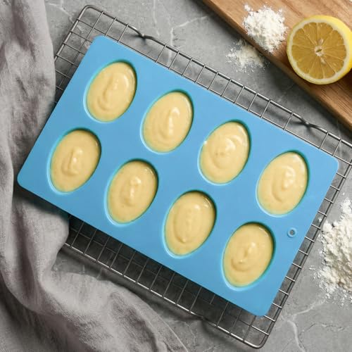 3Pcs 8-Cavity Easter Silicone Egg Molds, Egg Shaped Cake Pop Mold, Baking Supplies for Making Chocolate Jello Candy Dessert Muffin Mousse Pastry (Blue) - color: Blue