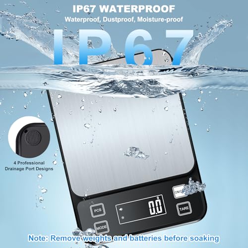 Diyife Large 22lb Kitchen Scale with 0.1g High Precision, IPX67 Waterproof
