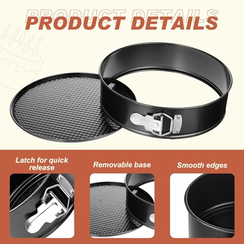 4 Pcs 10 Inch Nonstick Springform Cheesecake Pan with Removable Bottom - color: Black, size: 10 Inch