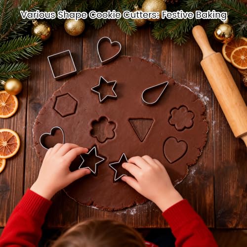 kinice 30 Pcs Mini Stainless Steel Cookie Cutters Set with Storage Box