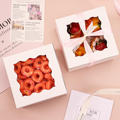 Moretoes 15pcs 6x6x5in Cake Boxes Bakery Carriers, Small Bento Cake Contain - size: 6*6*5in