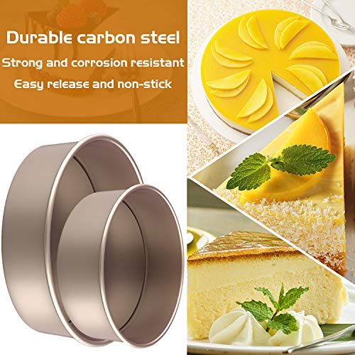 CHEFMADE Round Cake Pan Set, 6-Inch and 8-Inch with Removable Loose Bottom - color: Champagne Gold, size: 6-inch & 8-inch