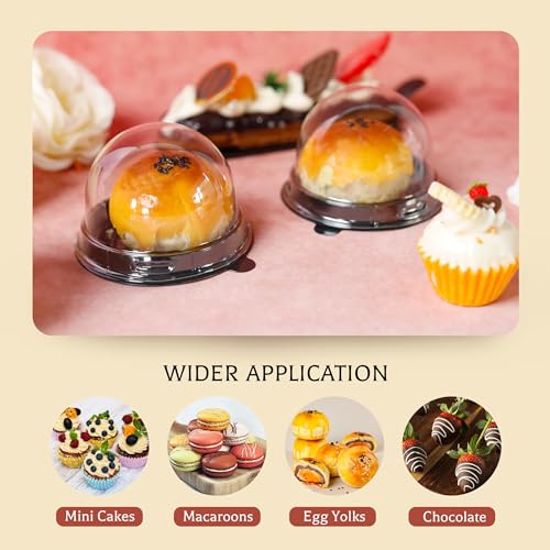 NPLUX 50 Pack Black Mini Individual Cupcake Containers with Clear Lids - color: Black-50Pack