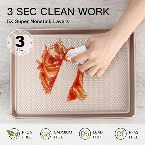 HONGBAKE Jelly Roll Pan 15x10, Nonstick Cookie Sheets for Baking - color: Champagne Gold, size: Jelly Roll Pan