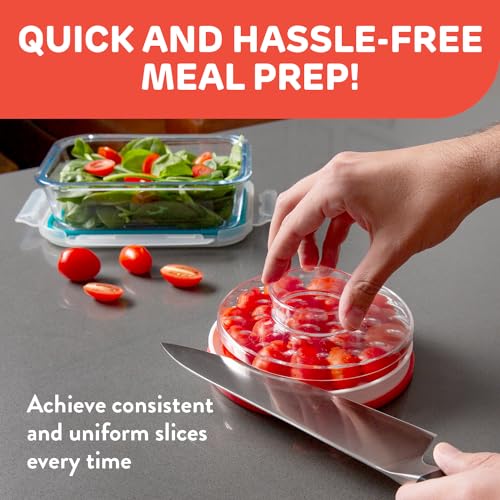 IMPRESA Easy Slice 6-in-1 Food Prep Tool - Rapid Grape & Tomato Slicer - Versatile Veggie Chopper & Strawberry Cutter - One-Handed Bagel Slicer & Chicken Breast Slicing Tool - 6 in, White