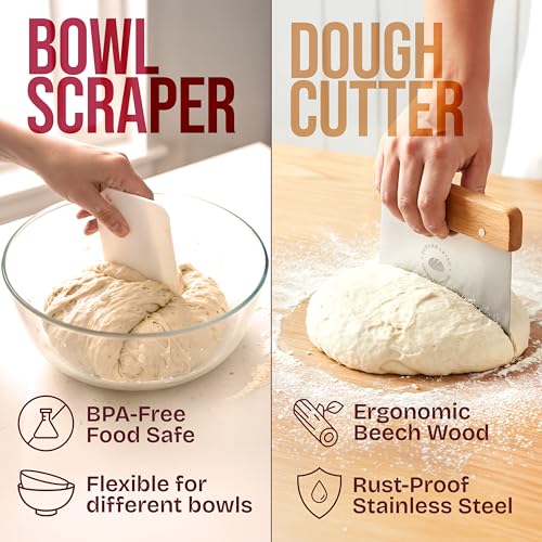 Superbaking Banneton Bread Proofing Basket, 10" Oval, Sourdough Kit