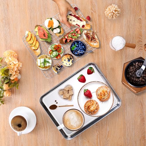 Homikit Baking Sheet with Wire Rack Set (1 Pan+1 Cooling Rack), 12" x 10" - size: 12*10 Inch