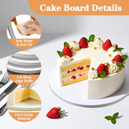 6PCS 10 Inch Round Cake Boards, Food-Grade 1/2" Thick Cake Drums, Greaseproof Cardboard Cake Rounds for Wedding Birthday Tiered Cakes & Bakery Display - size: 10Inch-1/2"Thick
