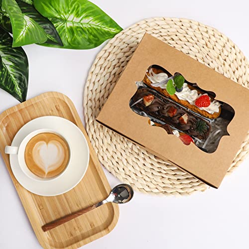 TOMNK 48pcs Cookie Boxes with 3 Style Window,8x6x2.5in Brown Bakery Boxes