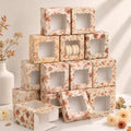 Eaasty 60 Packs Fall Floral Cookie Boxes with Window 4x4x2.5 Inches - style: Fall Floral