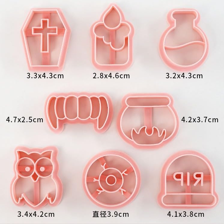 8 Pieces Owl Cookie Cutters,Halloween Biscuit Cutter,Halloween Cookie Mould,Owl Cookie Stamps Set, Kitchen Tools Plastic Cookie Press (Halloween 0913B) - color: Halloween 0913B