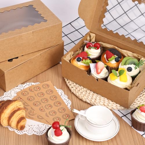NEOACT 60pcs Cookie Boxes with Window for Gift Giving, 9x6x3in Bakery Boxes