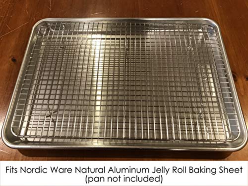Stainless Steel Cooling Rack - Heavy Duty & Oven Safe, Good for Cooling, Baking & Roasting - Fits Standard Jelly Roll Baking Pans - Perfect for Cookies, Cakes & More (10" x 14.75") - size: 10" x 14.75"