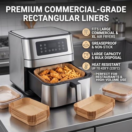 Air Fryer Liners Disposable Rectangular. 125pcs Virgin Pulp Parchment Paper for 4qt-8qt Air Fryer.Food Grade,Non-stick, Oil-proof & Heat Resistant for Baking,Microwave,Cooking & Deep Fryer Accessories