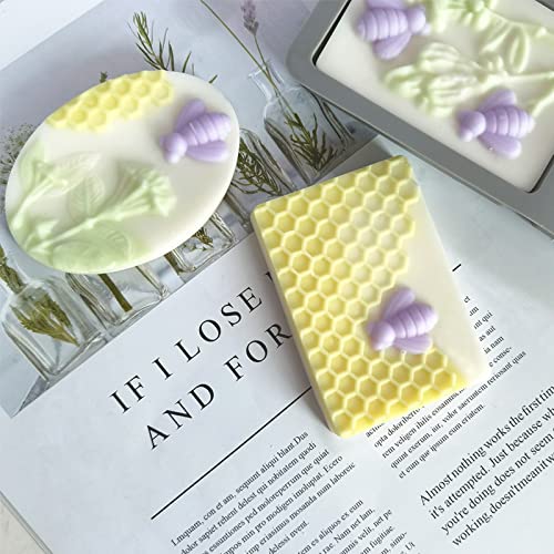 Honeycomb Molds Bee Silicone Soap Mold for Soap Making - color: Rectangular Honeycomb, size: 2pcs