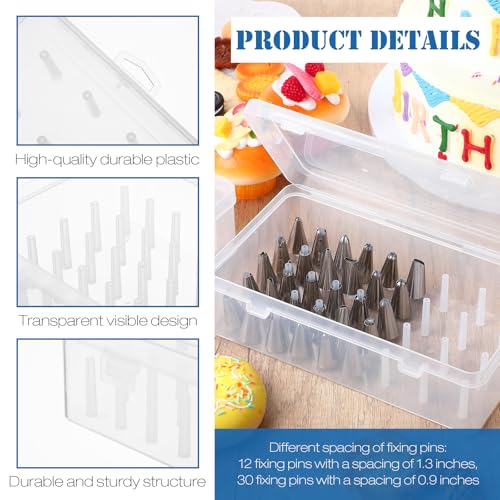 2 Pcs Piping Tip Box with Fixed Pins, 84 Tip Storage, Clear - color: Clear