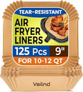 Vailnd 125PCS 9inch Square Air Fryer Disposable Liners for 10-12 QT - size: 9"Square