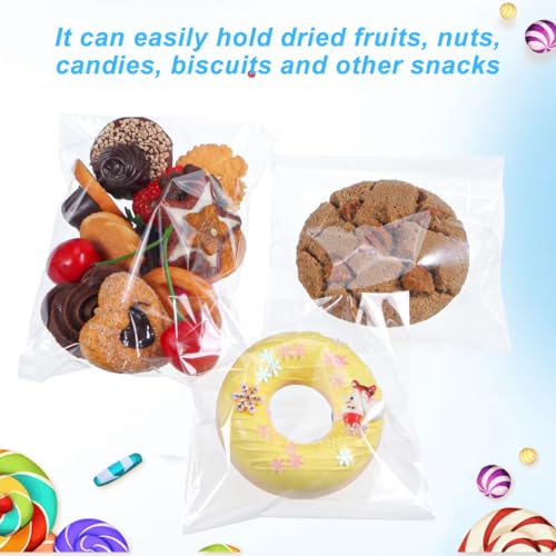 100PCS 4.5x5.5 inch Clear Automatic Sealing Flat Cello/Cellophane Bag Packaging Treat Bags Favor Bags with Self Seal Lip Adhesive Closure for Snacks Bakery Candies