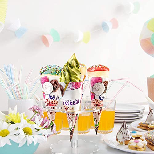 YestBuy 2 Pack Ice Cream Cone Holder Stand Cupcake Stand with 8 Holes Capacity Clear Clear Acrylic Cone Display Stand Weddings Baby Showers Birthday Parties Anniversaries Christmas Snack Tray - size: 8-Holes