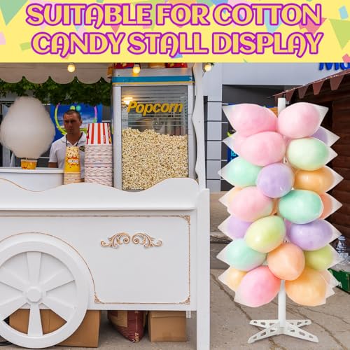 Novabright 1 Pack Plastic Cotton Candy Stand 5.25 ft Tall Cake Pop Stand with 48 Holes Adjustable Cotton Candy Floor Display for Christmas Wedding Birthday Baby Shower Party Anniversaries