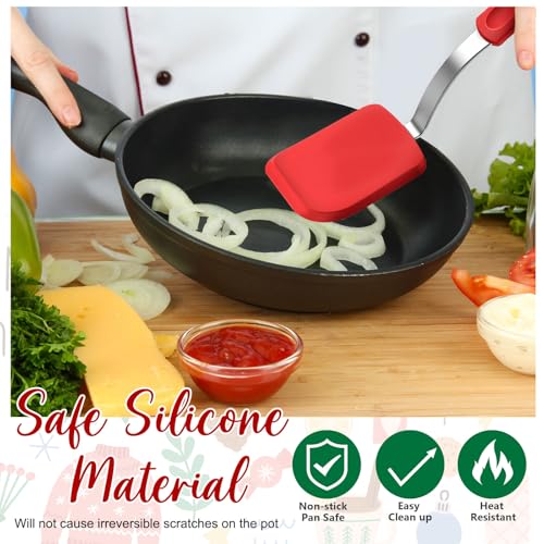 2Pcs Mini Silicone Cookie Brownie Spatula, Solid Flat, Red, Green - color: Red, Green, style: Solid Flat