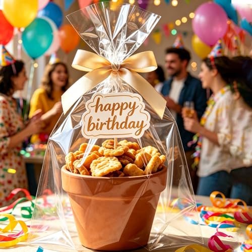 50 pcs Clear 12" x 16"(W:30.5XL:40.6cm) Flat Cello Cellophane Bags Poly Treat Bags 2.8 mils for Gift Wrapping, Bakery, Cookie, Candies, Toast, Dessert, Party Favors Packaging with Color Twist Ties - size: 12x16 Inch (Pack of 50)