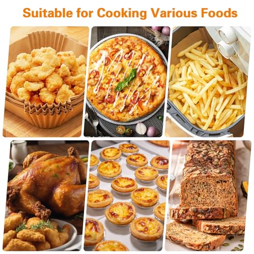 200Pcs Air Fryer Paper Liners, 6.3 Inch Square Disposable Air Fryer Liner, Non-stick Parchment Paper for Frying Baking Roasting Microwave Oven - size: 6.3"Square