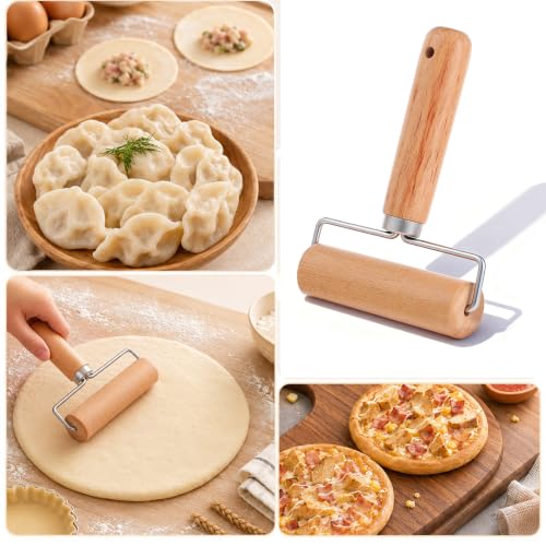Small Rolling Pin, Wooden Dough Roller, Non-Stick Pizza Roller