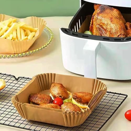 Air Fryer Liners Disposable, LYHOLKEER 200PCS 8" Square Parchment Paper, Non-Stick & Oil-Proof, Unbleached, Fits Ninja AF141 5 QT AF181 6.5QT, Cosori, Chefman, Instant Pot 6 QT, Other 5-8QT Air Fryers - size: 200PCS 8in Square for 5-8 QT
