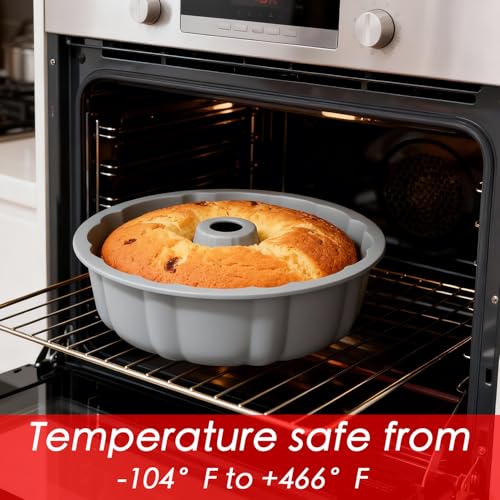 SOV silicone cake pan, silicone Cake Molds, Bakeware Non Stick 10 inch Pan for Jello,Gelatin,cake, Silicone Baking Molds for Cakes, Round Baking Pan (grey+1 pack) - size: Grey, 1 pack