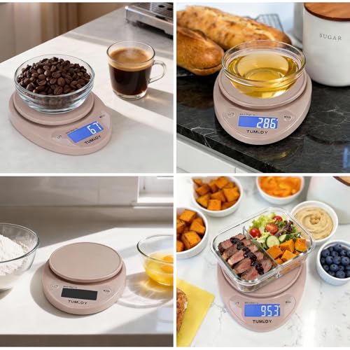 Small Digital Kitchen Scale Food, Scale for Baking Cooking, 11lb/5kg, Pink - color: pink