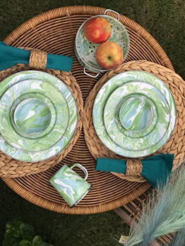 Golden Rabbit Enamelware Nested Mixing Bowls with Lids, Set of 3, Modern Monet - color: Modern Monet