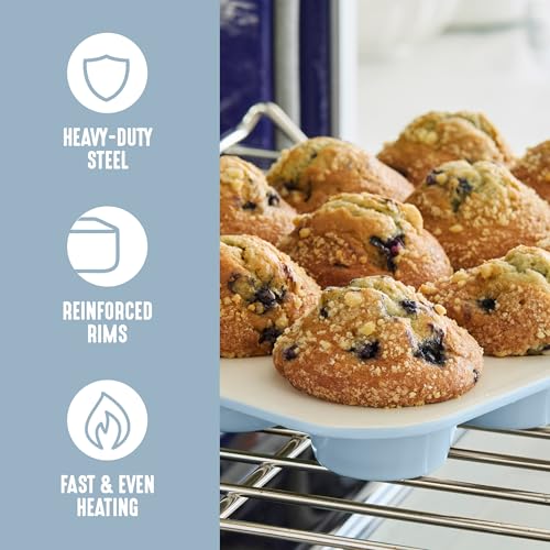 GreenLife 12 Cup Ceramic Nonstick Muffin Pan, Blue Haze - color: Blue Haze, size: 12 Cup Muffin Pan