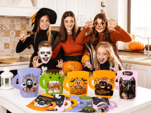 50 Pcs Halloween Plastic Treat Bags , Zipper Seal Candy Bags for Kids - color: Color 1(Pack of 50)