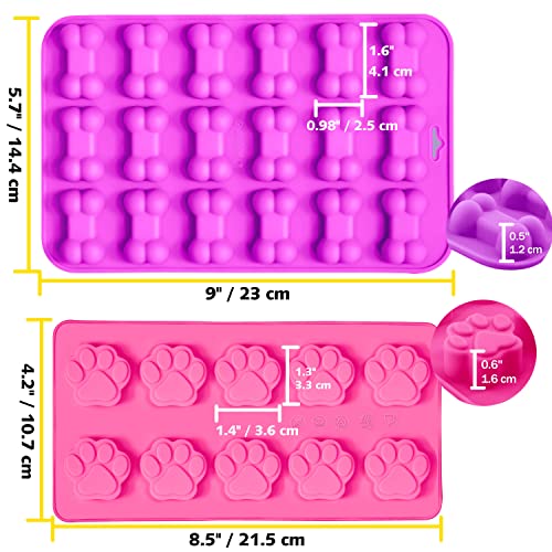 Anaeat Reusable Silicone Molds with Puppy Dog Paw and Bone Shaped, Flexible & Non-Stick Ice Cube Tray, Candy and Chocolate Making Mold for Homemade Baking Dog Treats, Jelly, Biscuit & Cupcake (4 Pack) - color: Dog Paw + Bone (4 Pack)