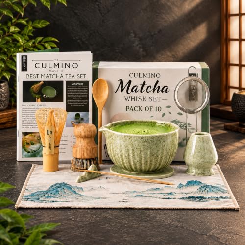 Matcha Whisk Set - Matcha Set Kit Light Green 10-Pcs Ceremonial Style