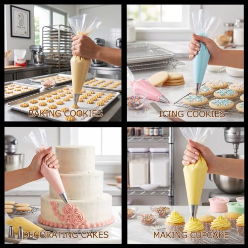 Cokuma 16" Piping Bags, 100 Count Disposable Pastry Bag for Cake Decorating