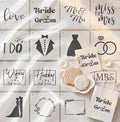 16Pcs 4x4Inches Wedding/Engagement Cookie Stencils, Love/Bride to Be/Miss to Mrs/I Do Stencil for Baking, Royal Icing, Sugar Cookie, Bridal Shower Decor, Cards Decorating Tools & Personalized Gifts