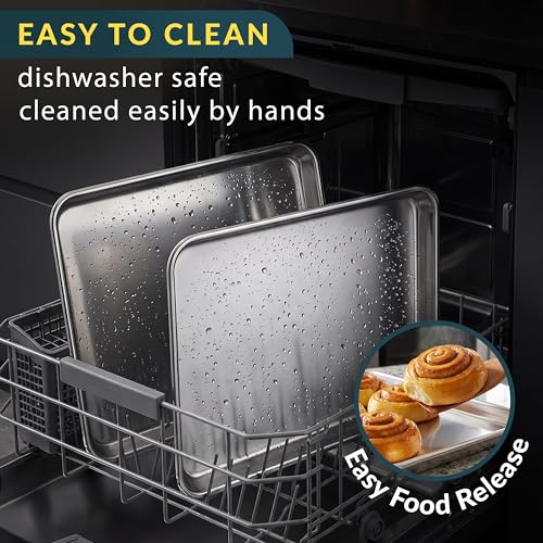 Stainless Steel Cookie Sheet Set of 2, 16" Baking Sheet Pans, Non-Stick - size: 16"x12" (2-Pack)