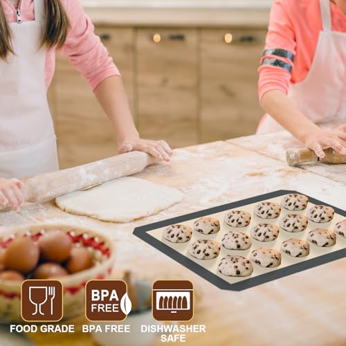 HOTEC Silicone Baking Mats 3 Pack – Thickened Non-Stick Reusable Silicone Baking Sheets for Oven – Cookie & Macaron Mats – 2 Half Sheet + 1 Quarter Sheet – BPA-Free, Dishwasher Safe - color: 3pcs: Grey 0.7MM