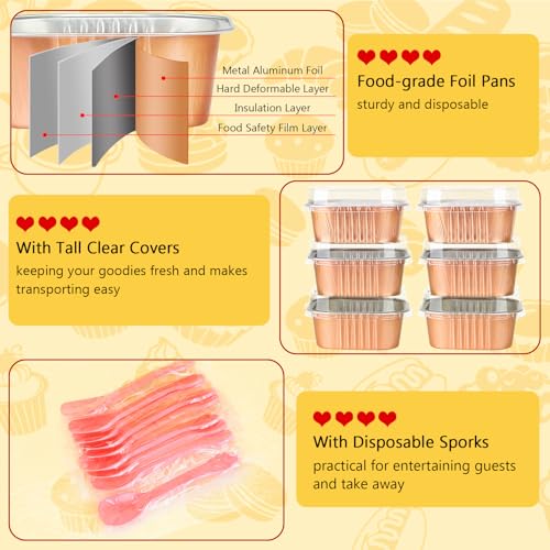 LNYZQUS 10oz Mini Cake Pans with Lids, Small Cinnamon Roll Containers - color: Champagne, size: Square- 10oz