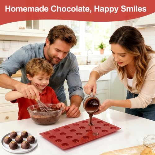 Semi Sphere Silicone Molds, 24-Cavity Non-Stick Chocolate Molds - color: 1" Semi Sphere 2 Pcs