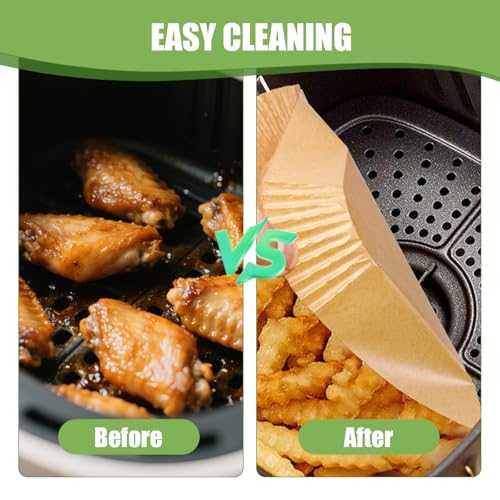 Air Fryer Paper Liners 125Pcs 8-inch Non stick and oil resistant square lined air fryer parchment paper easy to clean, durable, food grade - suitable for air fryers, ovens and microwaves (Square) - size: 8"Square