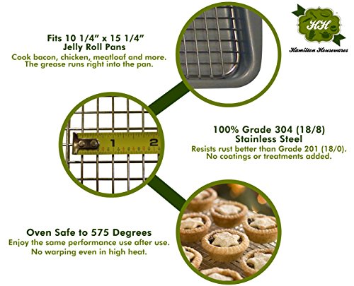 Stainless Steel Cooling Rack - Heavy Duty and Oven Safe, Good for Cooling, Baking and Roasting - Fits 15 1/4" X 10 1/4" Baking Pans - Perfect for Cookies, Cakes & More (10" x 15") - size: 10" x 15" - Set of 2
