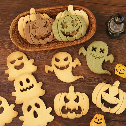 10 Pcs Mini Pumpkin Face Cookie Cutters DIY 3D Halloween Cookie Stamps - color: Halloween K-10