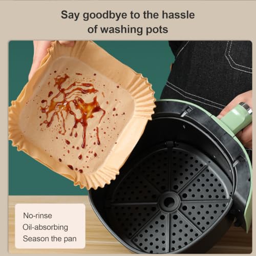 ROOM127 Air Fryer Liners Disposable, 8 Inch Square Paper, Brown, 300 Count - size: 8"Square*300