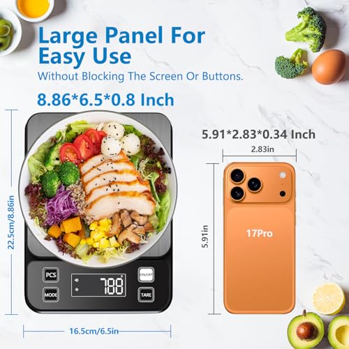 IPX7 Waterproof Food Scale 0.1g Precision Kitchen Scale, 5kg/11lb Digital Food Scale USB Rechargeable, Backlight Gram Scale Stainless Steel & Washable Digital Scale for Cooking, Baking,Weight Loss - style: IPX7_Rechargeable_11lbs
